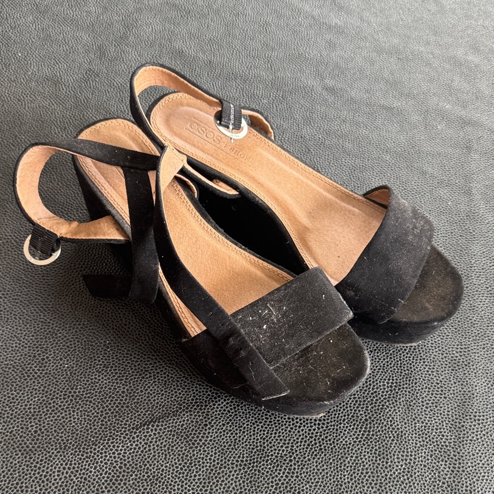 Asos Black Suede Platform Heels